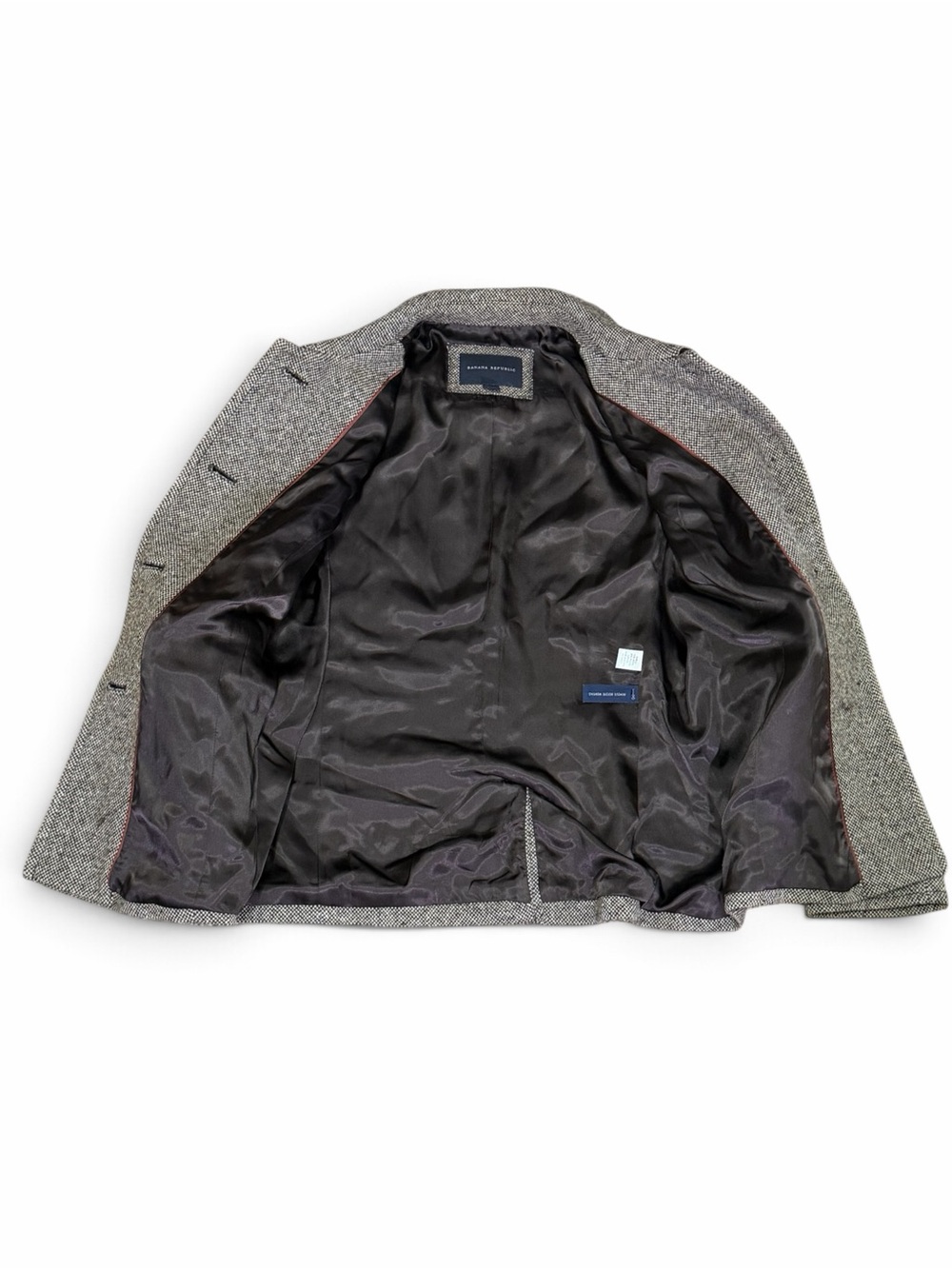 Banana Republic Grey Tweed Wool Blend Short Dark Academia Blazer Size Medium - Picture 5 of 10